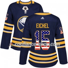 Adidas Maillot de Hockey Buffalo Sabres Jack Eichel 15 2017-2018 Bleu Marine USA Flag Fashion Authentic - Femme